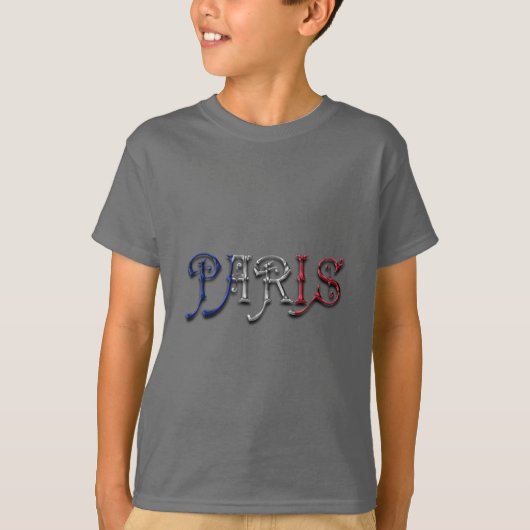 Paris Frankreich - Französisch-Flaggenfarben Typog T-Shirt (Vorderseite)