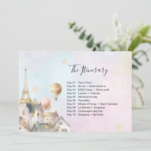 Paris Frankreich - Geburtspass Beilage Einladung (Stehend Vorderseite)