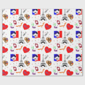 Paris Frankreich hielt Niedlich Spaß Red White Blu Geschenkpapier (Flach)