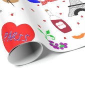 Paris Frankreich hielt Niedlich Spaß Red White Blu Geschenkpapier (Rolleneckpunkt)