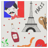 Paris Frankreich hielt Niedlich Spaß Red White Blu Stoff (Nahaufnahme)