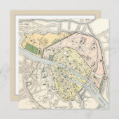 Paris, Frankreich: Historische, Vintage Karte (Vorne/Hinten)