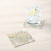 Paris, Frankreich: Historische, Vintage Karte Rechteckiger Pappuntersetzer (Vor Ort)