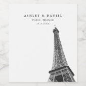 Paris Frankreich Hochzeit Minimalistisches Weinlab Weinetikett (Einzelnes Label)