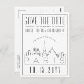 Paris, Frankreich Hochzeit | Skyline Save the Date Postkarte (Vorne/Hinten)