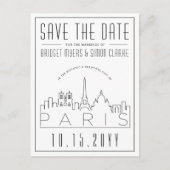 Paris, Frankreich Hochzeit | Skyline Save the Date Postkarte (Vorderseite)