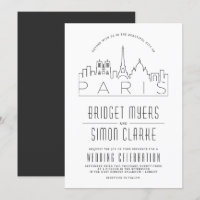 Paris, Frankreich Hochzeit | Stilisierte Skyline-E