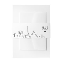 Paris, Frankreich Hochzeit | Stilisierte Skyline M Einladungsbanderole