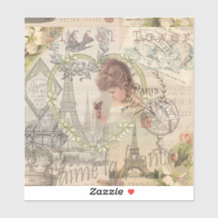 Paris Frankreich Hübsches Mädchen Sanfte Eiffel Aufkleber