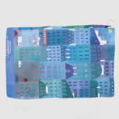 Paris Frankreich im Frühjahr Blue Cityscape Malere Golfhandtuch (Horizontal)