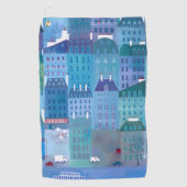 Paris Frankreich im Frühjahr Blue Cityscape Malere Golfhandtuch (Vorderseite)