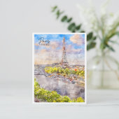 Paris Frankreich Jahrgang Reise Aquarell Postkarte (Stehend Vorderseite)