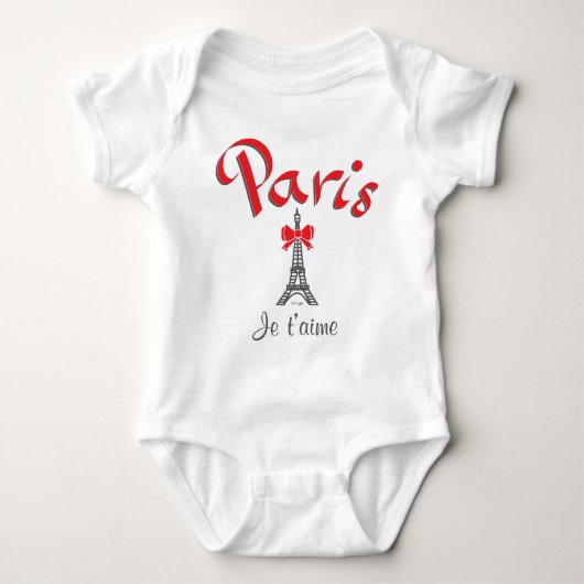Paris, Frankreich Je t'aime, Liebe du Eiffelturm Baby Strampler (Vorderseite)
