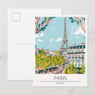 Paris Frankreich Kunst Illustration Reise Postkarte