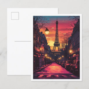 Paris Frankreich Kunst Vintage Illustration Postkarte