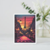 Paris Frankreich Kunst Vintage Illustration Postkarte (Stehend Vorderseite)