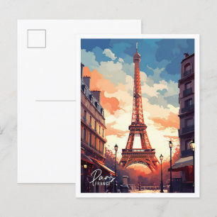 Paris Frankreich Kunst Vintage Reise Illustration Postkarte