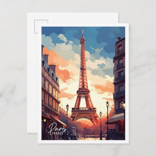 Paris Frankreich Kunst Vintage Reise Postkarte (Vorne/Hinten)