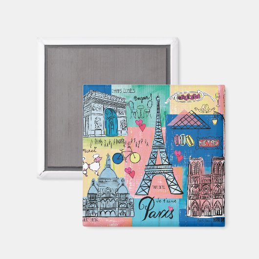 Paris, Frankreich Magnet (Vorderseite/Rückseite)