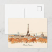 Paris, Frankreich Minimalistischer Boho-Reise Postkarte (Vorne/Hinten)