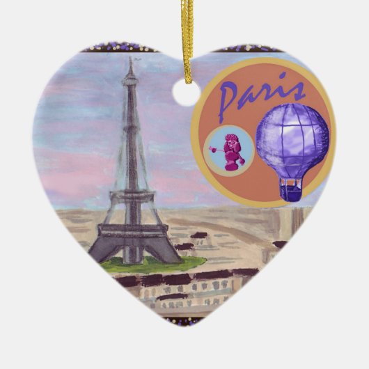 Paris Frankreich mit Eiffelturm Pink Poodle und he Keramikornament (Vorne)