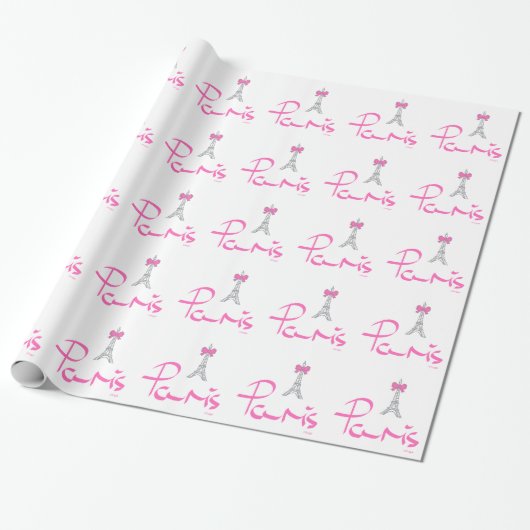 Paris, Frankreich mit Rosa-Bow Geschenkpapier (Ungerollt)