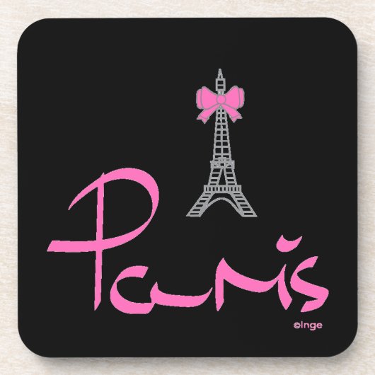 Paris, Frankreich mit Rosa-Bow Untersetzer (Vorderseite)