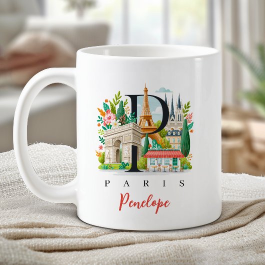 Paris Frankreich Monogramm Buchstabe P Personalisi Kaffeetasse