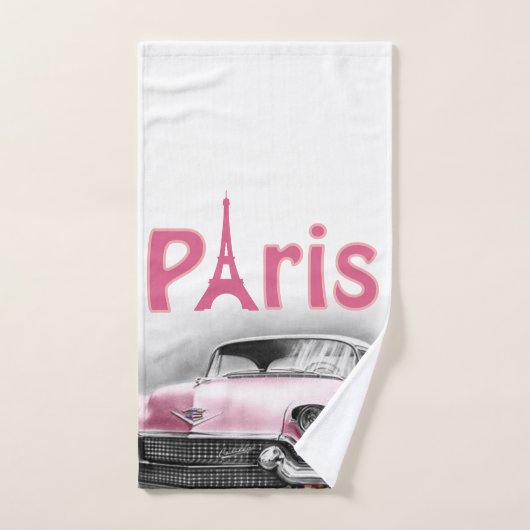 Paris Frankreich Pink Auto Badezimmer Handtuchhand Badhandtuch Set (Handtuch)