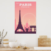 Paris Frankreich Pink Vintage Travel Poster (Küche)