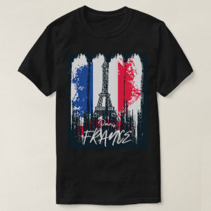 Paris Frankreich Pinselstrich Eiffelturm Design  T-Shirt