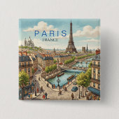 Paris Frankreich Reise Kunst Vintage Button (Vorderseite)