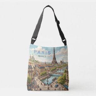 Paris Frankreich Reise Kunst Vintage Tragetaschen Mit Langen Trägern