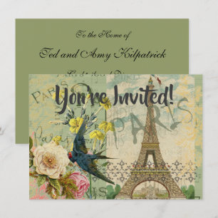 Paris Frankreich Reise Vintage Antike Kunstmalerei Einladung