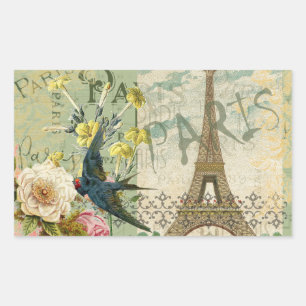 Paris Frankreich Reise Vintage Antike Kunstmalerei Rechteckiger Aufkleber