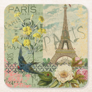 Paris Frankreich Reise Vintage Antike Kunstmalerei Rechteckiger Pappuntersetzer