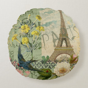 Paris Frankreich Reise Vintage Antike Kunstmalerei Rundes Kissen