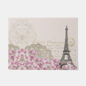 Paris Frankreich Reisedesign mit Eiffel Pink Roses Fußmatte (Vorderseite)