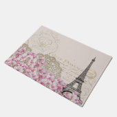 Paris Frankreich Reisedesign mit Eiffel Pink Roses Fußmatte (Schrägansicht)
