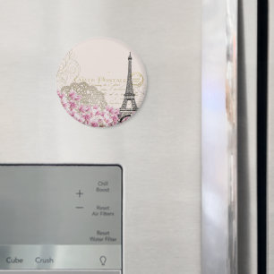 Paris Frankreich Reisedesign mit Eiffel Pink Roses Magnet