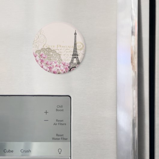Paris Frankreich Reisedesign mit Eiffel Pink Roses Magnet (In Situ (Kühlschrank))