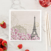 Paris Frankreich Reisedesign mit Eiffel Pink Roses Serviette (Beispiel)