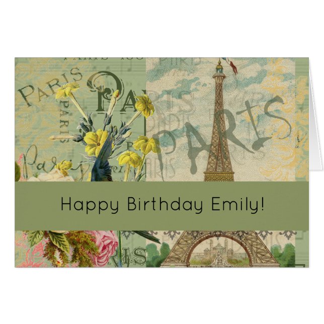 Paris Frankreich Reisen Vintag antike Malerei (Vorderseite (Horizontal))