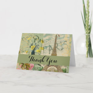 Paris Frankreich Reisen Vintag antike Malerei Dankeskarte