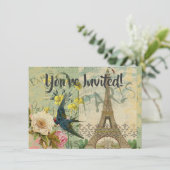 Paris Frankreich Reisen Vintag antike Malerei Einladung (Stehend Vorderseite)