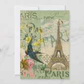 Paris Frankreich Reisen Vintag antike Malerei Einladung (Rückseite)