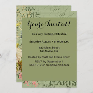 Paris Frankreich Reisen Vintag antike Malerei Einladung