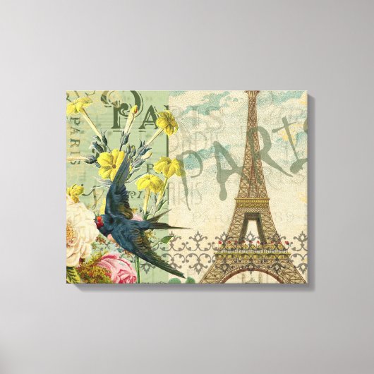 Paris Frankreich Reisen Vintag antike Malerei Leinwanddruck (Vorderseite)