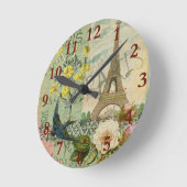 Paris Frankreich Reisen Vintag antike Malerei Runde Wanduhr (Winkel)