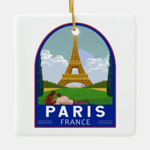 Paris Frankreich Retro-Reise Kunst Vintage Keramikornament